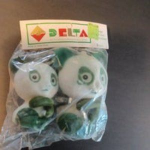 Vintage Delta Happy Holiday Decorations Flocked Panda Christmas Ornaments
